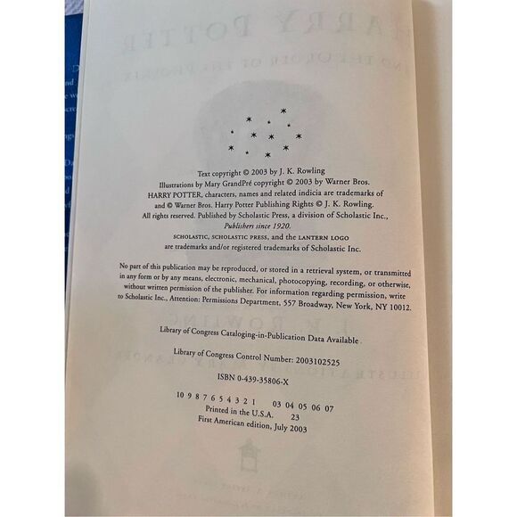 American 1st Edition HARRY POTTER ORDER OF THE PHOENIX - J.K. Rowling - Picture 8 of 10